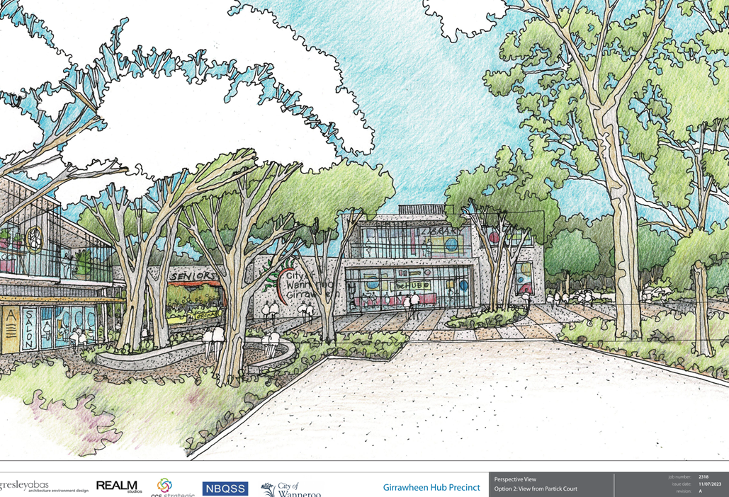 A drawing of a building and trees

Description automatically generated