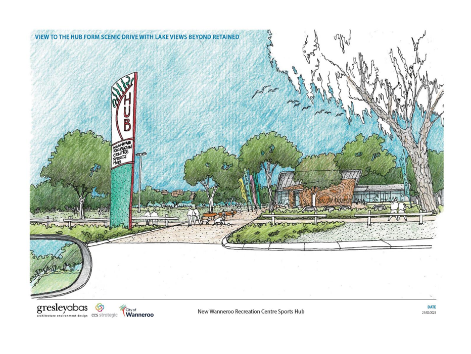 A drawing of a sign and a park

Description automatically generated